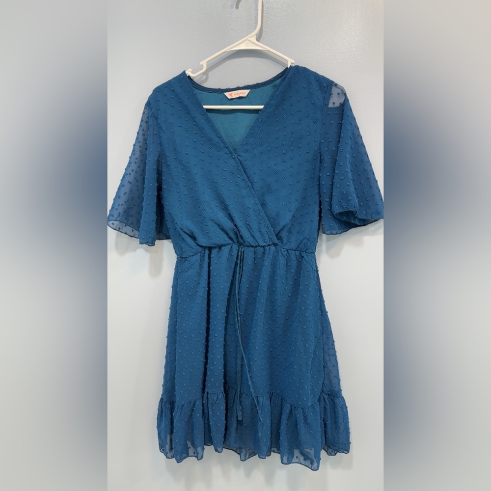 Chic Blue Textured Midi Dress